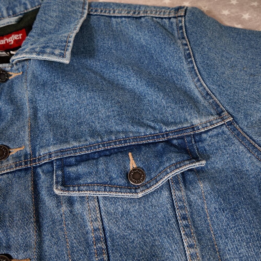 🔥 Vintage Wrangler Blanket-Lined Denim Trucker Jacket - Large 🔥 - Picture 10 of 10